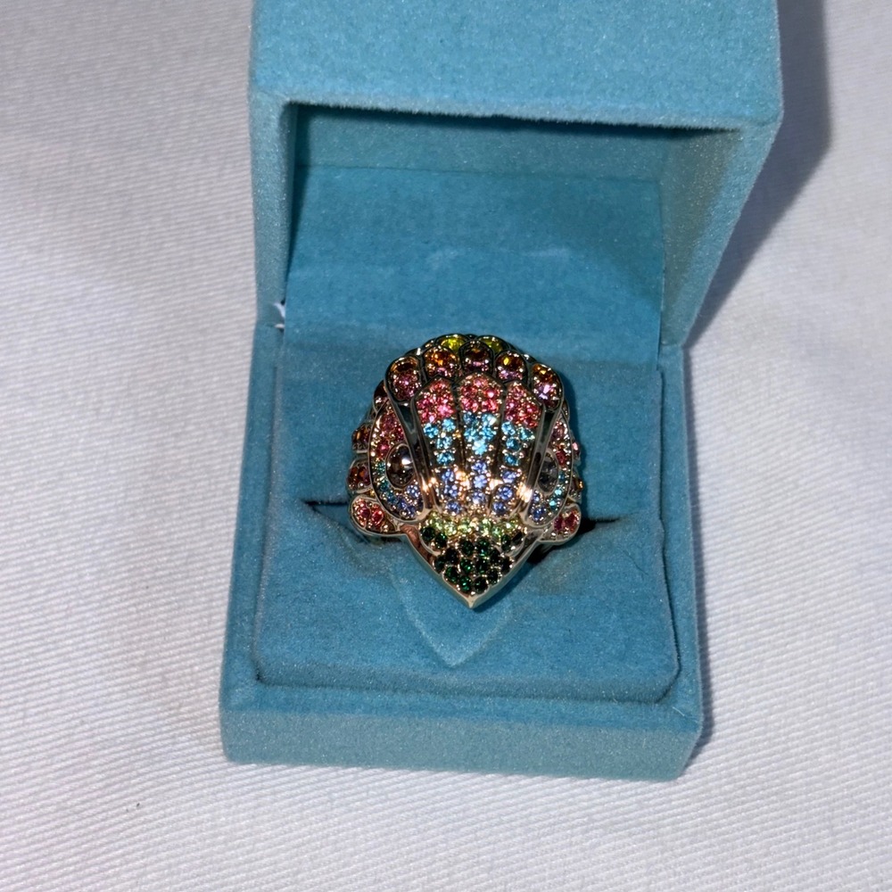 Kurt Geiger Eagle Head cocktail Ring Size 8 Rainbow Crystal Rose Gold New in Box